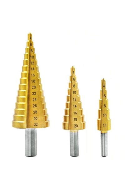 Anadolu Strong Paslanmaz 3 Lü Kademeli Matkap Ucu Sac Delme Seti 3 Parça Kade...