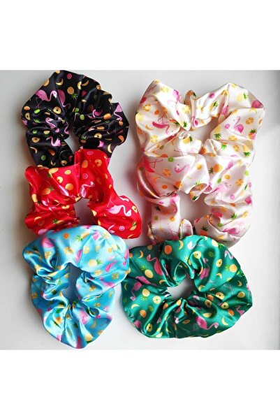 sema aksesuar Satin Filamingo Pattern Femei Bagel Catarama 1 Buc Albastru