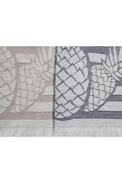 Lucy and Home Set of 2 100% Cotton Jacquard Fringed Kitchen Drying Cloths 50x70 Cm Pineapple