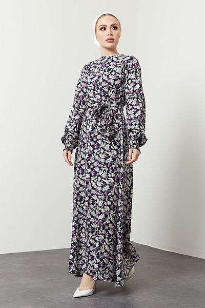 festmoda Colorful Mini Floral Purple Dress