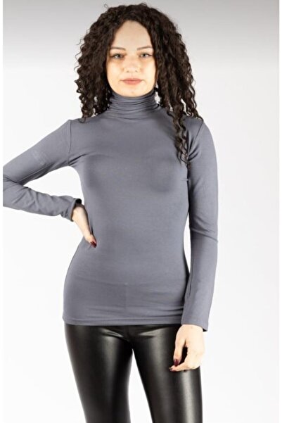 kuayscarfs بلوزة نسائية رمادية اللون ليكرا بادي