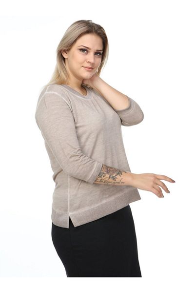 Seamoda Γυναικεία Μπεζ μανίκια με λεπτομέρεια λαδιού πλυσίματος