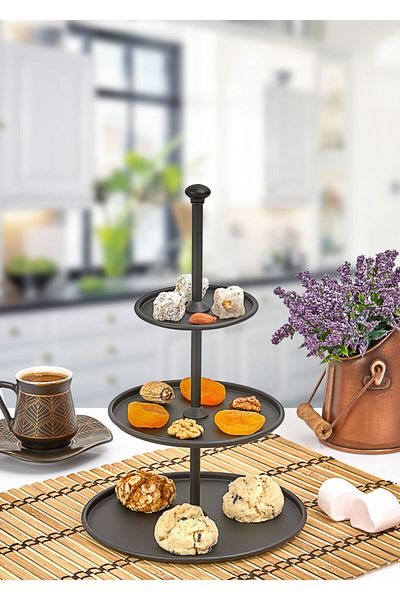 LUCKYHOMES 3-Tier Snack Bowl Black Lck84430-1