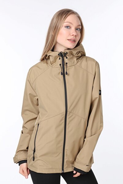 GHASSY CO. Women's Windbreaker Raincoat Seasonal Beige Sports Jacket with Sho...