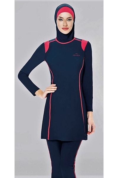 Adasea Πλήρως καλυμμένο Hijab Μαγιό Lycra Light Navy Blue