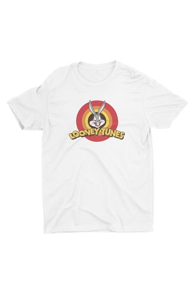 Bubus Unisex White Bugs Bunny Cartoon Hero Logo T-Shirt