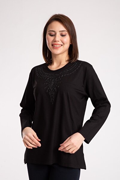 Nacar Anneler Günü Kadın Orta Yaş Ve Üzeri Likralı Anne Penye Bluz (yaka Deseni Farklılık Gösterebilir)