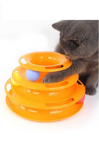TİNEKE Orange Tower Of Tracks Round Cat Toy - Collective Fun