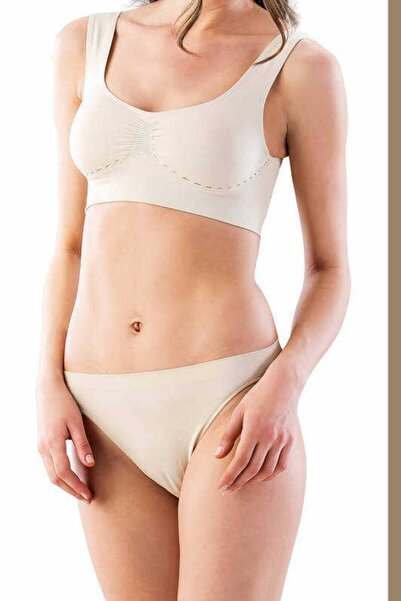 Emay Жіночий бежевий безшовний спортивний бюстгальтер 4011