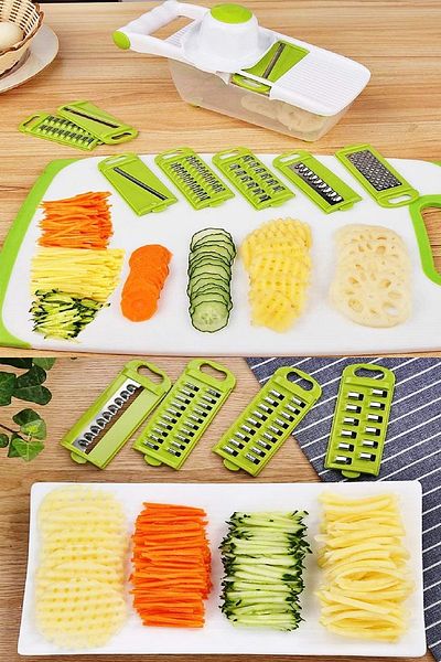Tilbe Home Grater Practical Slicer 13 Pieces with Chamber 8 Blades Grating Set