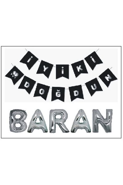 Ekin Süs Iyiki Born Banner and Ebrar Foil Balloon