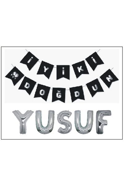 Ekin Süs Happy Birthday Banner And Yusuf Foil Balloon