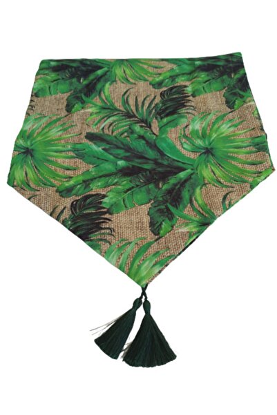 Ayşemce Amerikan Servis Çuval Baskılı Zemin Muz, Tropikal Yapraklı Desenli Ru...