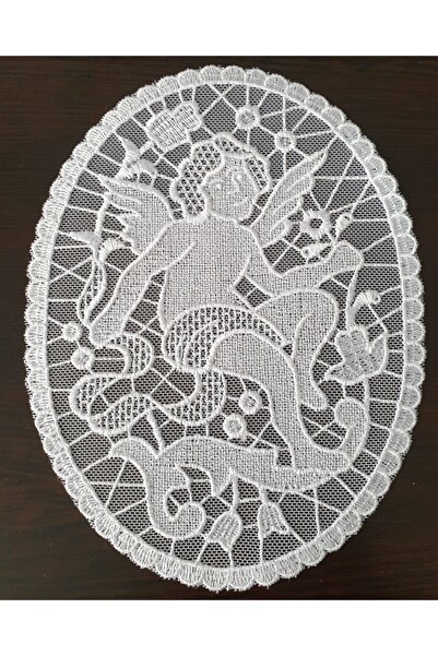 Melek Desenli Gipürlü Melek Desenli Örtüsü - Beyaz Renkli - 17x13cm - 2 Adet