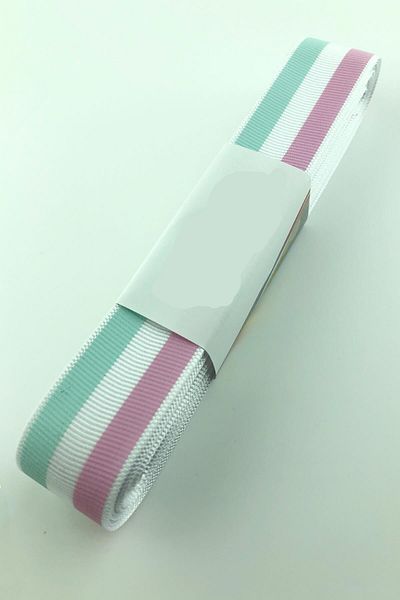 Hobigram Pink Water Green Line Printed Grosgrain Ribbon – Κορδέλα, Κομψό Σχέδιο, Γυναικείο Αξεσουάρ – Κορδέλα – K