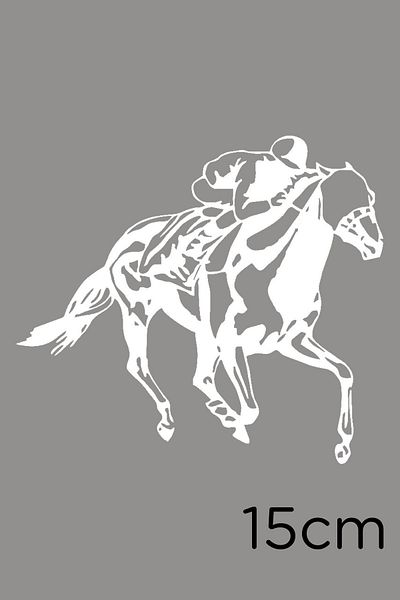 MIGNATIS Autocolant Jockey Racing On Horse 15cm - Alb