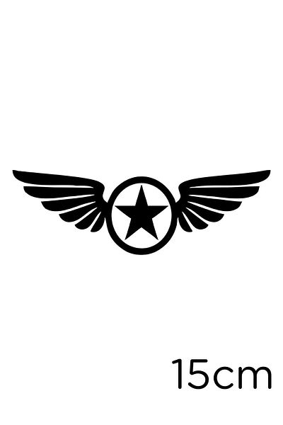 MIGNATIS Pastă autocolant Army Stars And Wings 15cm - Negru