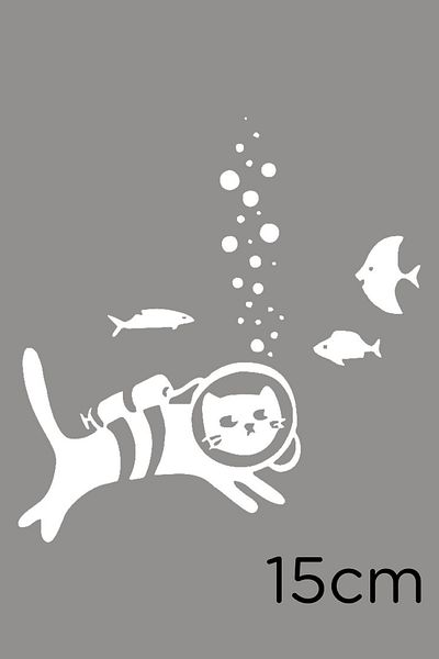 MIGNATIS Autocolant Pește Diver Cat Autocolant Lipire 15cm - Alb