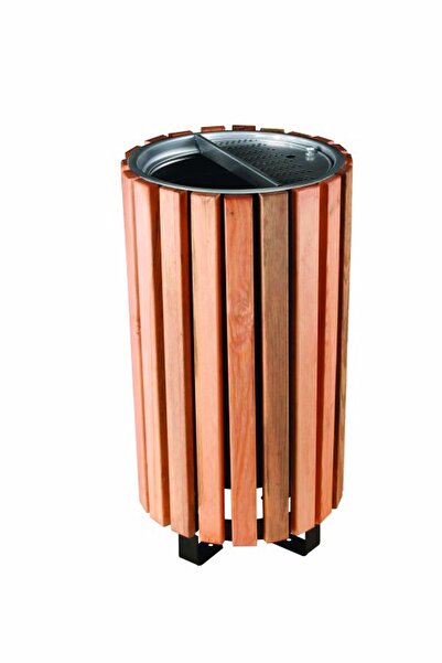 KG-GOLDPAPER Sn-137 Ahşap Kaplamalı Dış Mekan Çöp Kovası
