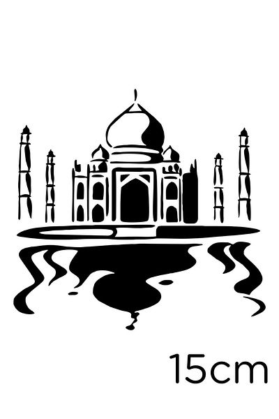 MIGNATIS Reflecție pe apă Formed Taj Mahal Autocolant Lipire 15cm - Negru