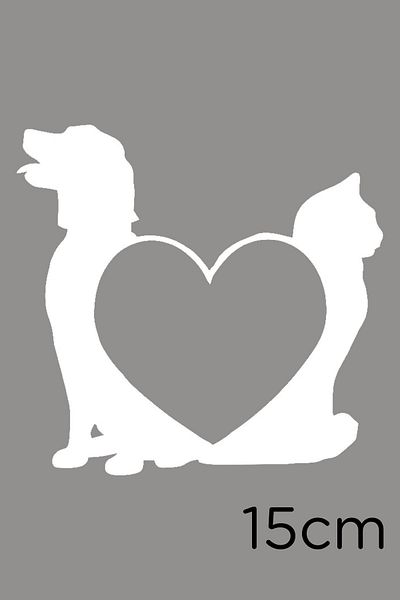 MIGNATIS Autocolant Paste Pentru Câine, Pisică și Inimă Petshop 15cm - Alb