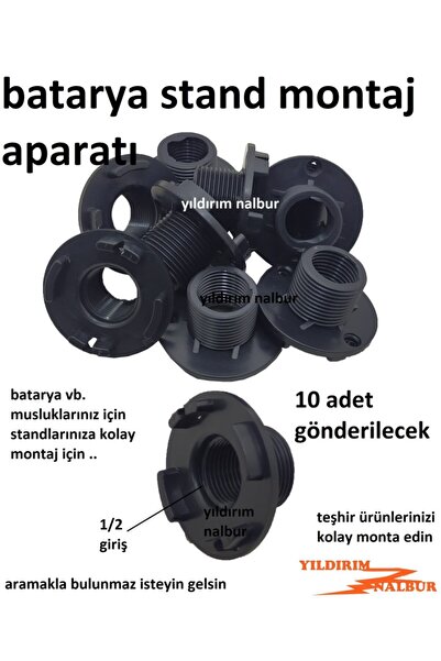 Yıldırım 10 Adet Batarya Standı Montaj Aparatı Musluk Bağlama Teşhir Ürün Stant A Bağlama Aparatı