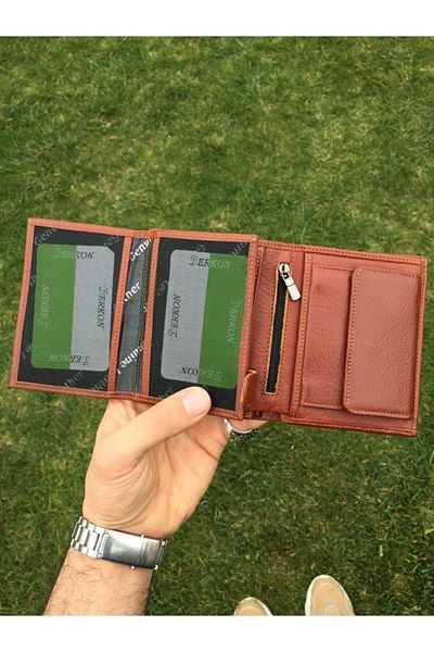 DERKON Men's Tan Genuine Leather Useful Wallet