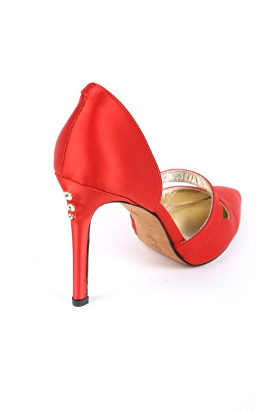 CANES AYAKKABI Kadın Kırmızı Saten Stiletto