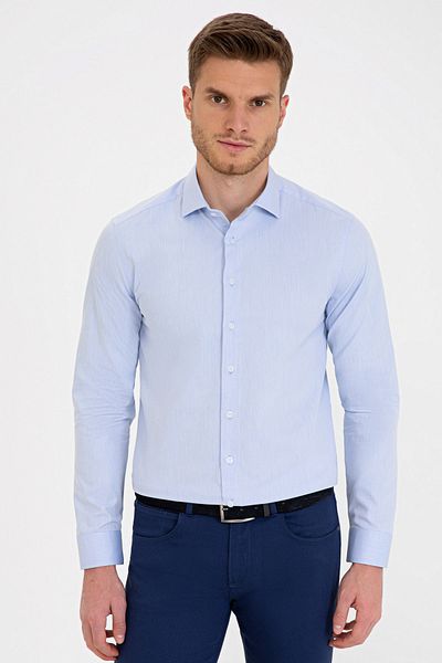 Pierre Cardin Ανοιχτό μπλε πουκάμισο Slim Fit