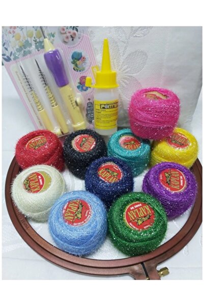 Sermet Süs Dünyası Punch Nakış Seti Havlu-iğne-kasnak-10 Ip-tutkal-panç Iğnesi
