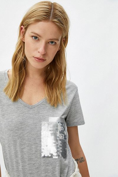 Koton Tricou gri pentru femei 1YAK13190GK