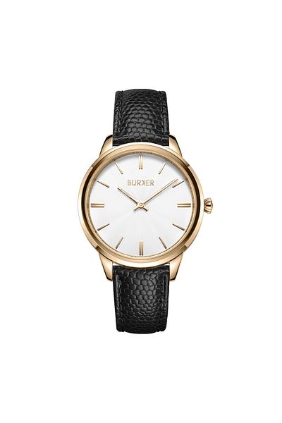 Burker Uhren Damenuhr Emily Gold Schwarz Leder