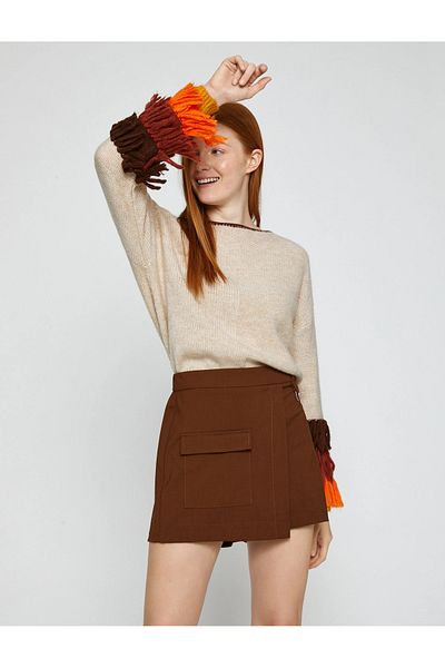 Koton Knitted Sweater Tassel Detailed Round Neck