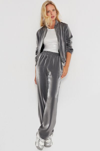 Cool & Sexy Women's Anthracite Bomber Jacket and Trousers Suit KED132