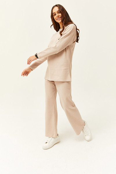 Olalook Women's Stone Top, Bottom and Ribbed Thick Suit TKM-19000242