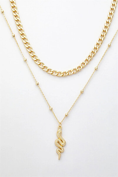 BossShops Women's Gold Color Snake Figured Combination Necklace