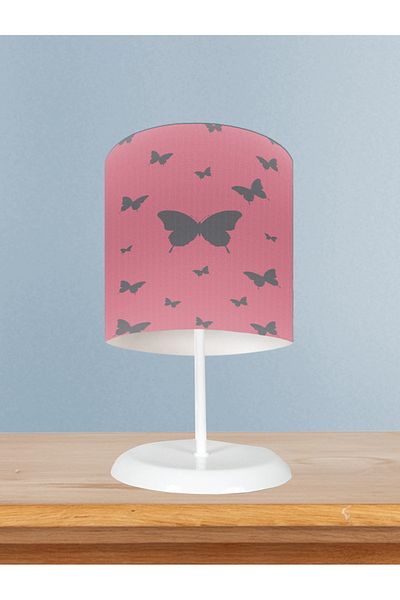 LİDERHOME Home Baby and Children's Room Butterfly Patterned Pink Lampshade