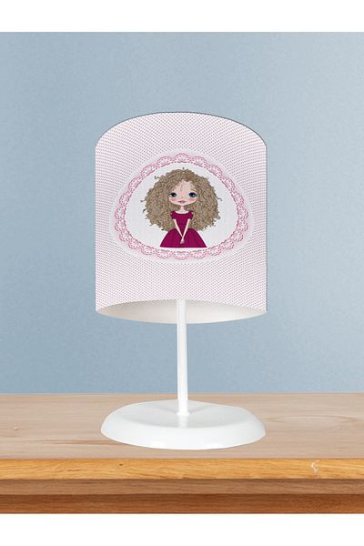 LİDERHOME Home Baby and Children's Room Princess Girl with Curly Hair Pattern Lampshade