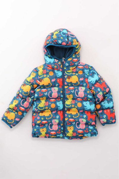 Generic Brand Girl's Boy's Inner Fleece Hooded Cat Patterned Winter Puffer Jacket & Coat Rb-101
