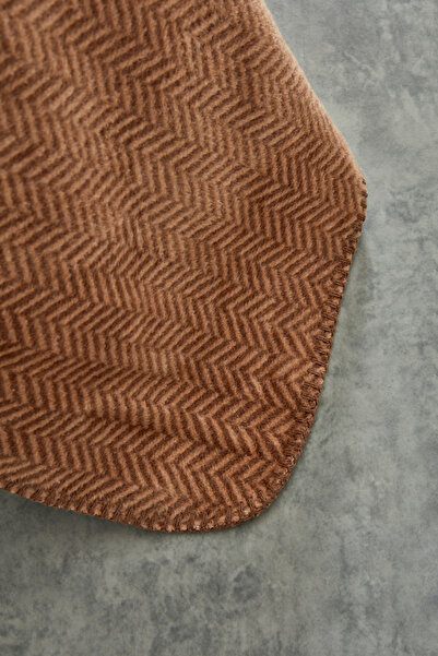 Karaca Home Sandra Διπλή Βαμβακερή κουβέρτα με μοτίβο ψαροκόκαλο μπεζ