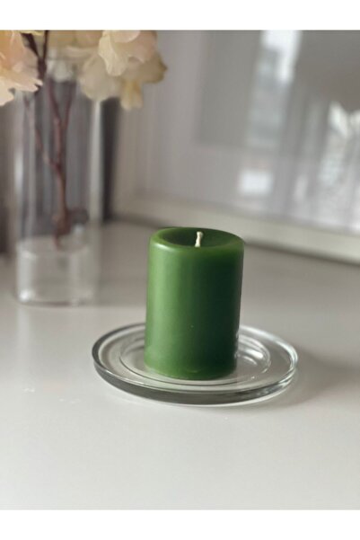 Luz&Brillante Bar&parti Koyu 5*7cm Yeşil Sandal Ağacı Kokulu Silindir Mum