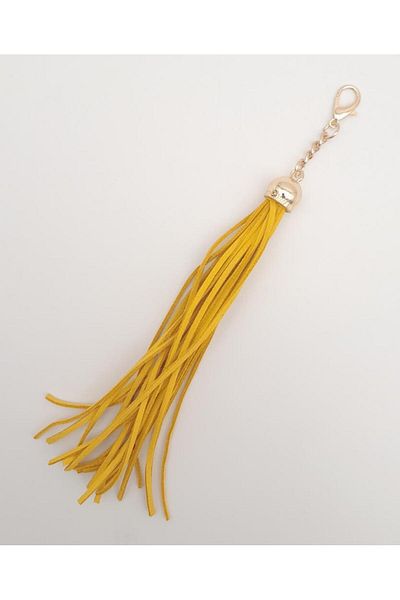 angel çanta aksesuar Angel Bag Accessory Suede Nubuck Leather Sleeve Long Tassel Mustard Color Light Gold Metal