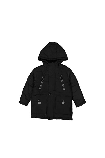 bebitomkids Erkek 10-13 Yaş Körük Cepli İçi Velsoftlu Kapşonlu Mont