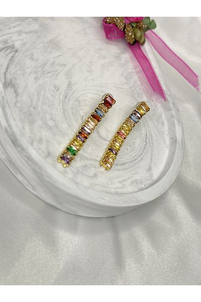 ismim bijuteri Colorful Stone Waterway Steel Earrings