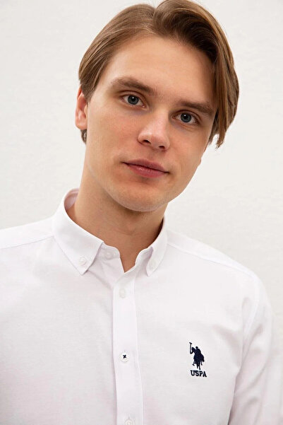 U.S. Polo Assn. Ανδρικό πουκάμισο Slim Fit Λευκό 1450315