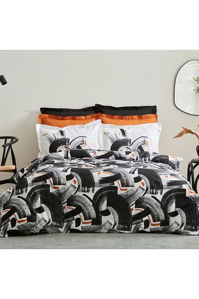 Karaca Home Set cuvertură de pilota dublă Crea 100% bumbac negru