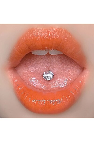 Bylin %100 316 L Cerrahi Çelik Zirkon Taşlı Dil Piercingi - Bar Uzunluğu 16 M...
