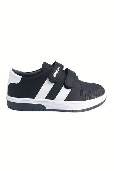 welissa Μαύρα Λευκά Παιδικά Αθλητικά Παπούτσια Velcro