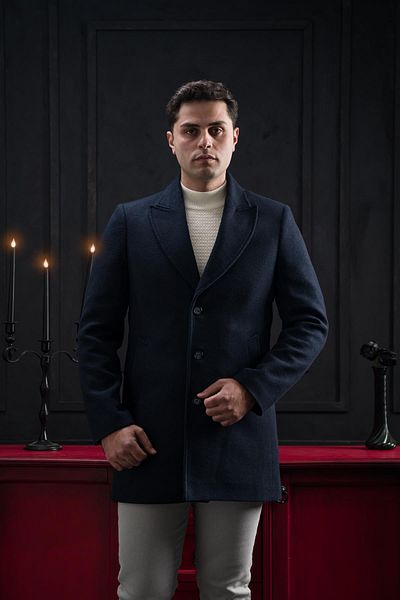 ADVANTE Ανδρικό παλτό Slimfit με γιακά με κουμπιά