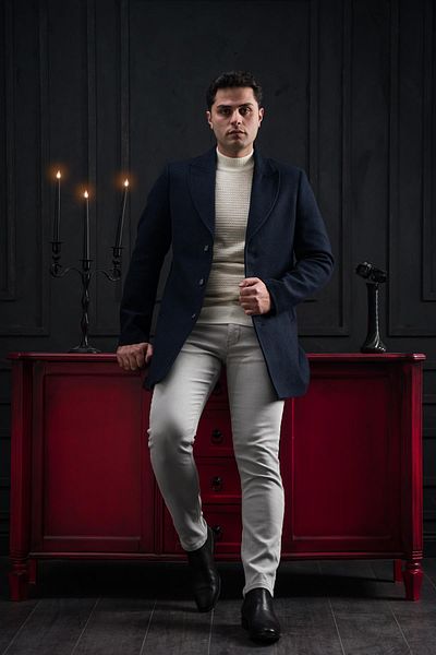 ADVANTE Ανδρικό παλτό Slimfit με γιακά με κουμπιά